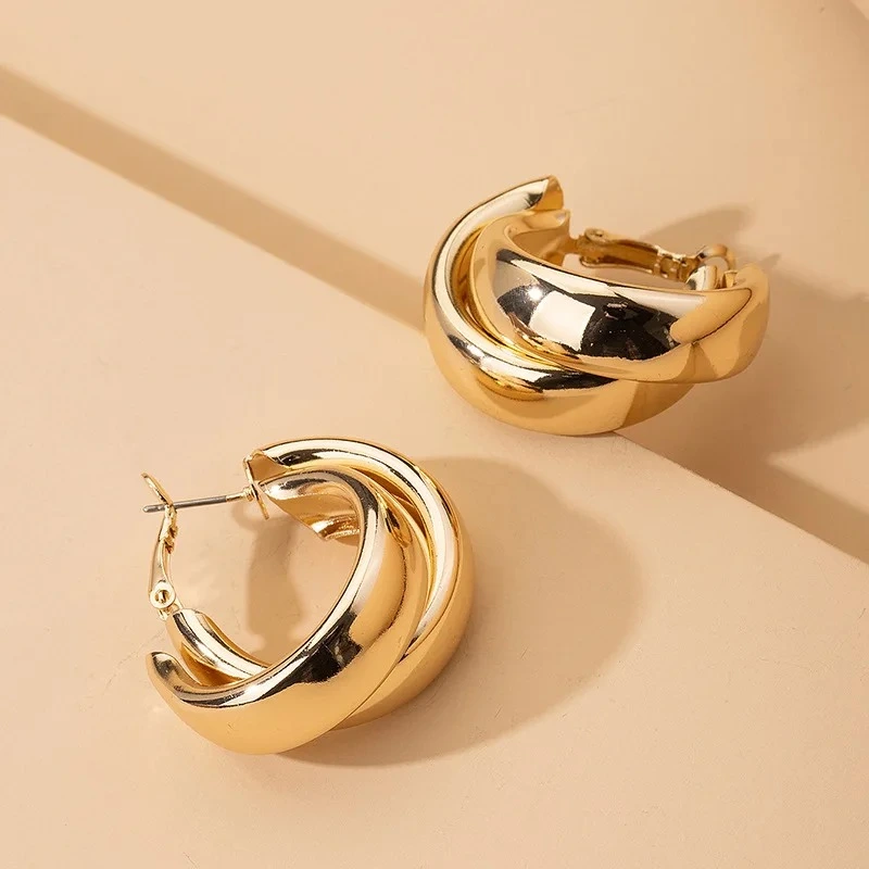 Rhinestone Geometric C earrings