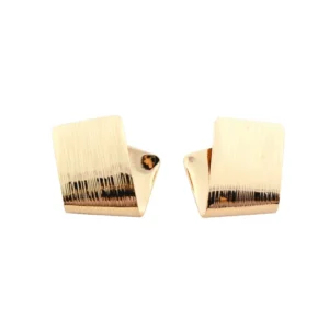 Folded Gold Square Stud Earrings