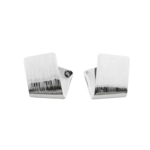 Folded Silver Square Stud Earrings
