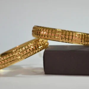 Checkered Gold Bangle Set