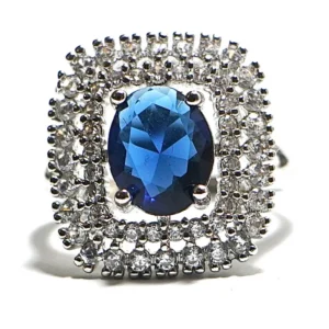 Royal Blue Gemstone Inspired Halo Ring