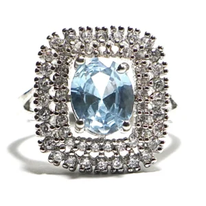 Sky Blue Gemstone Inspired Halo Ring