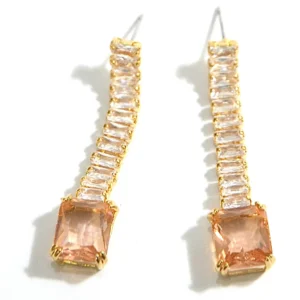 Peach Crystal Drop Earrings