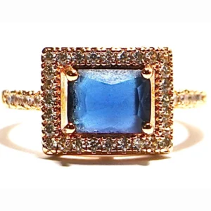 Sapphire Blue Halo Ring