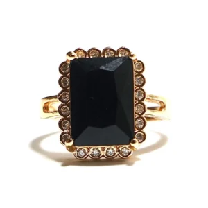 Black Stone Halo Ring