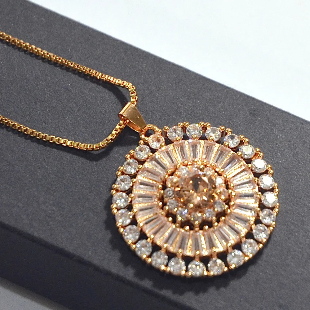 Gold Crystal Medallion Necklace - Image 2