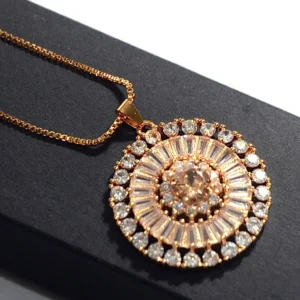 Gold Crystal Medallion Necklace