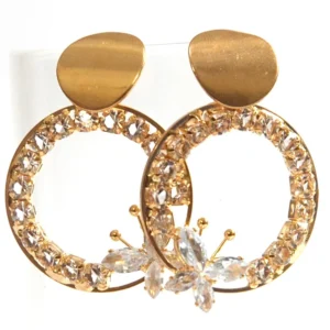 Gold Circle Flower Earrings