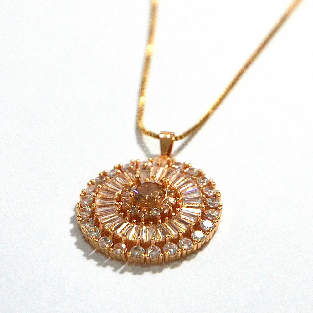 Gold Crystal Medallion Necklace - Image 3