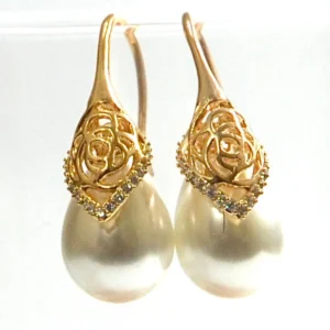 Floral Pearl Dangle Earrings