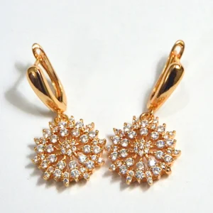 Gold Crystal Flower Earrings