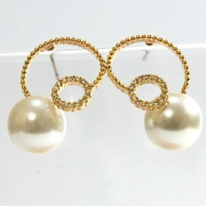 Abstract Gold Pearl Earrings