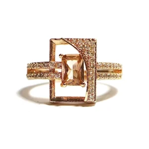 Honey Crystal Geometric Ring