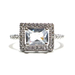 Emerald Inspired White Ring