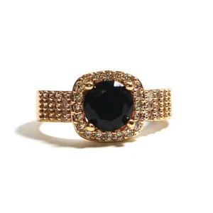 Gold Black Stone Ring