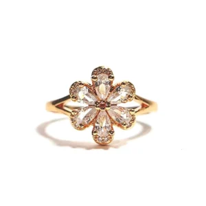 Gold Crystal Daisy Ring