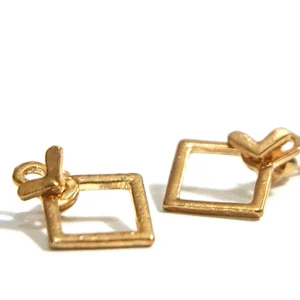 Gold Square Stud Earrings
