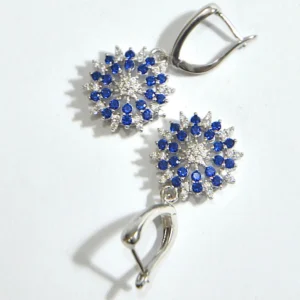Blue Sapphire Snowflake Earrings