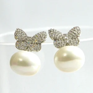 Pearl Butterfly Dangle Earrings