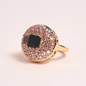 Black Square Crystal Ring