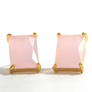 Pink Stone Square Earrings