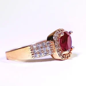 Red Gemstone Halo Ring