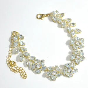 Gold Crystal Leaf Bracelet