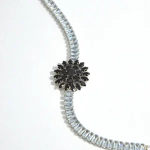 Black Crystal Flower Bracelet