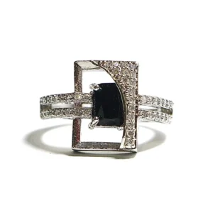 Black Crystal Frame Ring