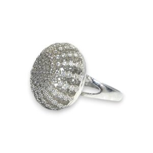 Honeycomb Silver Crystal Statement Ring